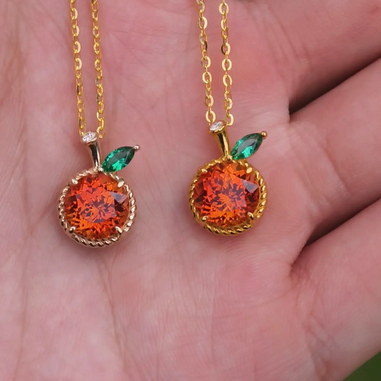 Fanta Sapphire Orange Pendant Necklace | bocos jewelry