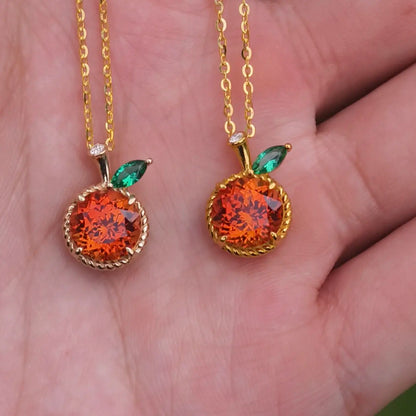Fanta Sapphire Orange Pendant Necklace | bocos jewelry