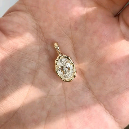 Molten Lava Bezel Pendant - Oval Lab-Grown Diamond (1ct / 2ct)