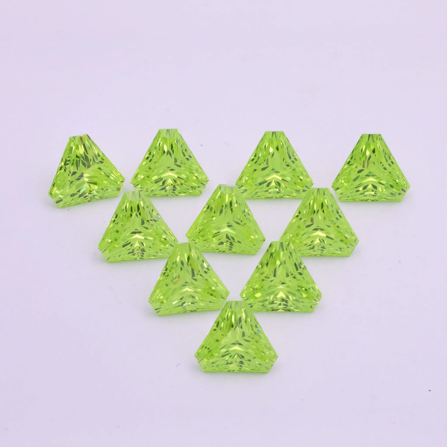 9*9mm Apple Green Zircon Loose Gemstone | Inverted Triangle Shield Cut | Peridot Green Gem for Custom Jewelry Making