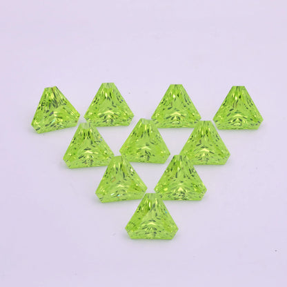 9*9mm Apple Green Zircon Loose Gemstone | Inverted Triangle Shield Cut | Peridot Green Gem for Custom Jewelry Making