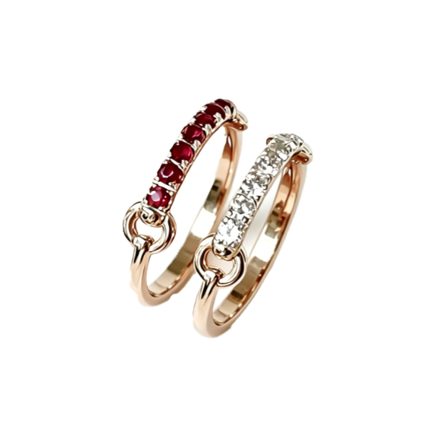 Interlocking Promise Band - Lab-Grown Diamond or Ruby (Sold Individually)