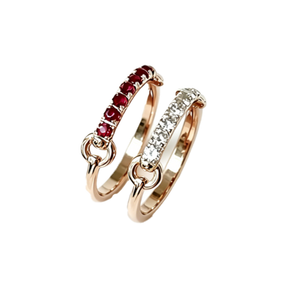 Interlocking Promise Band - Lab-Grown Diamond or Ruby (Sold Individually)
