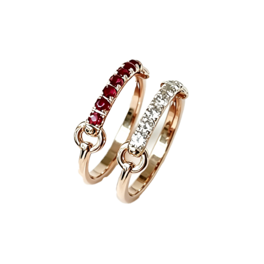 Interlocking Promise Band - Lab-Grown Diamond or Ruby (Sold Individually)