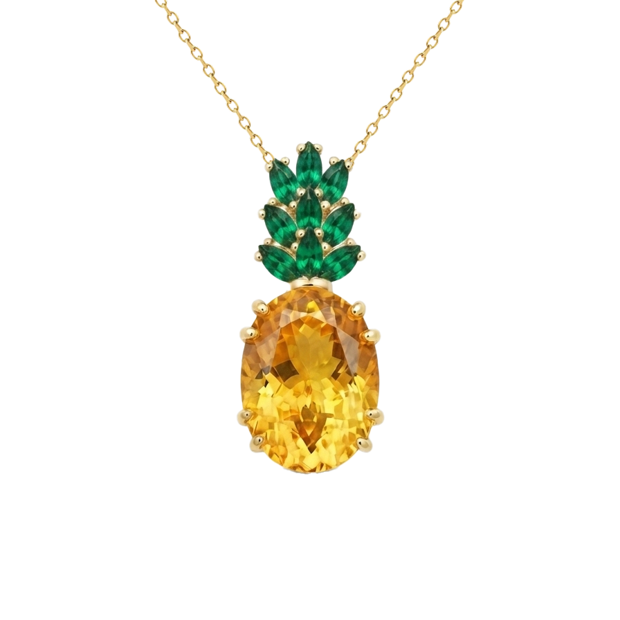 Golden Yellow Lab-Grown Sapphire Pineapple Pendant
