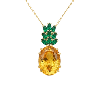 Golden Yellow Lab-Grown Sapphire Pineapple Pendant