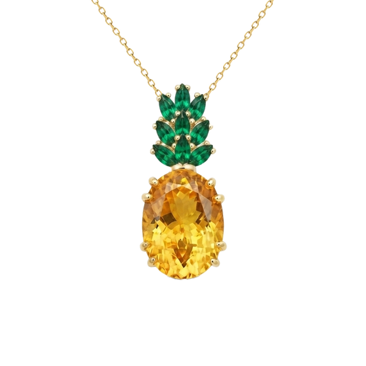 Golden Yellow Lab-Grown Sapphire Pineapple Pendant
