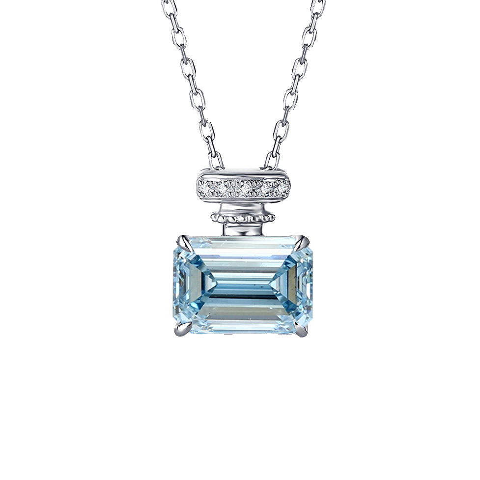 Custom Lab-Grown Diamond Perfume Bottle Pendant - 10x8mm (Emerald & Radiant Cut)