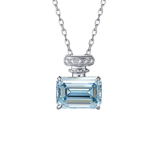 Custom Lab-Grown Diamond Perfume Bottle Pendant - 10x8mm (Emerald & Radiant Cut)