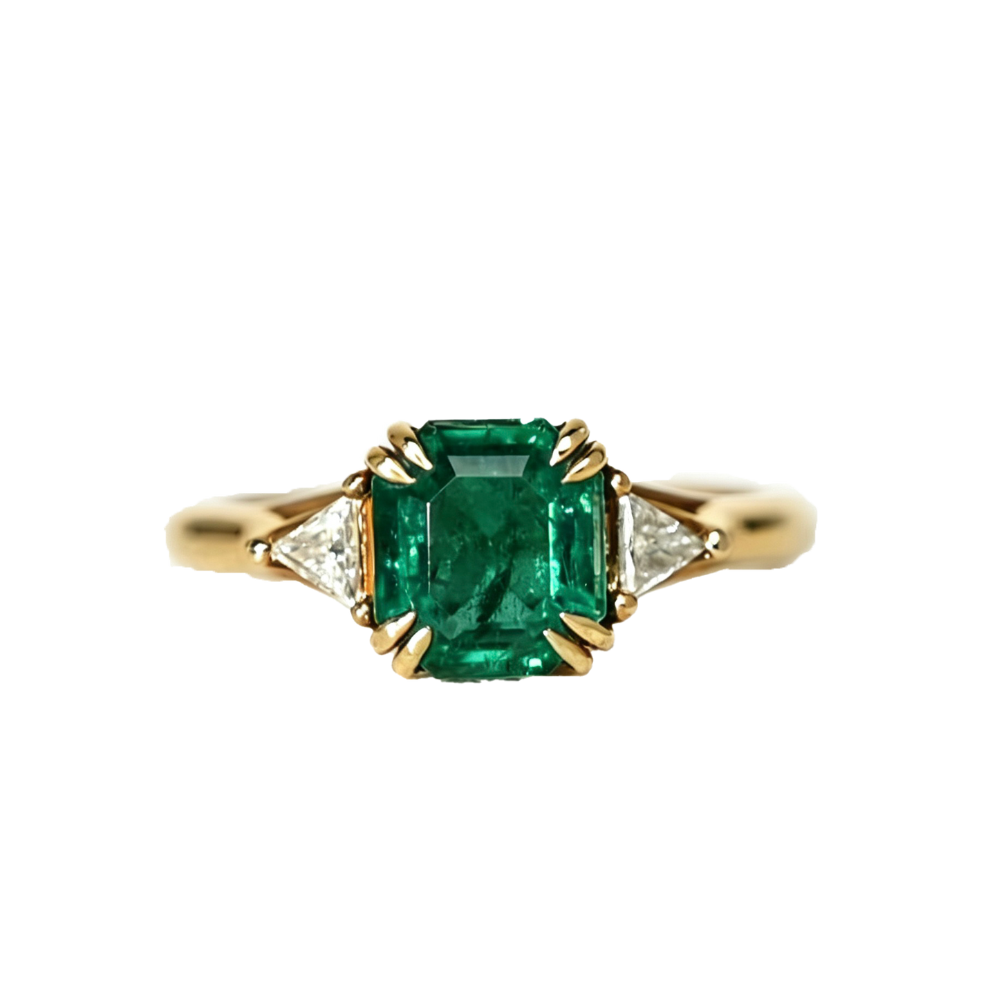 Lab-Grown Emerald Ring - Classic Three-Stone Emerald Cut