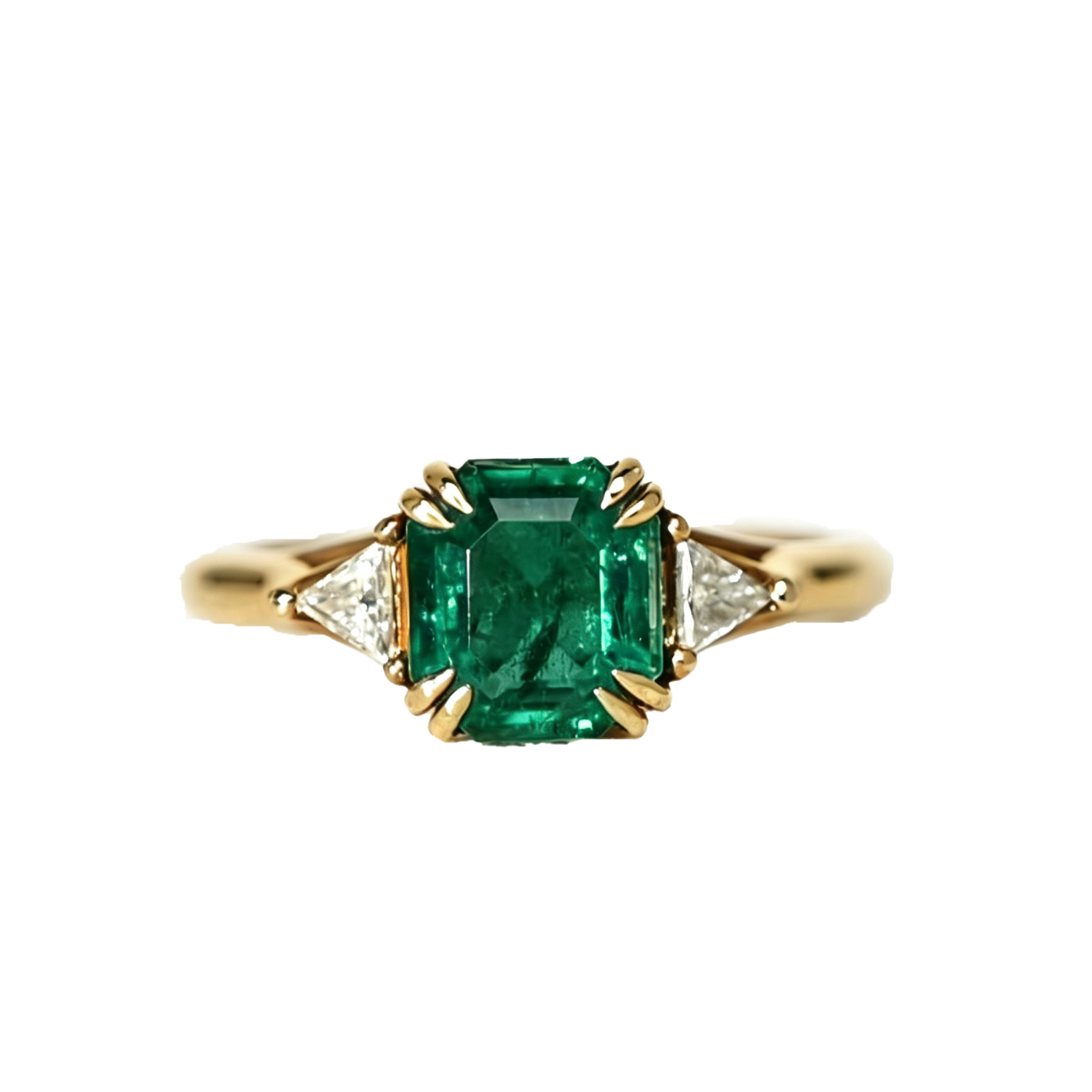Lab-Grown Emerald Ring - Classic Three-Stone Emerald Cut