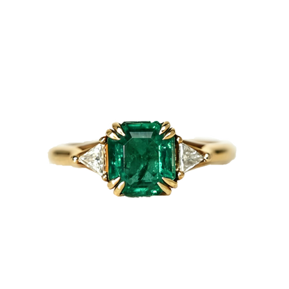 Lab-Grown Emerald Ring - Classic Three-Stone Emerald Cut