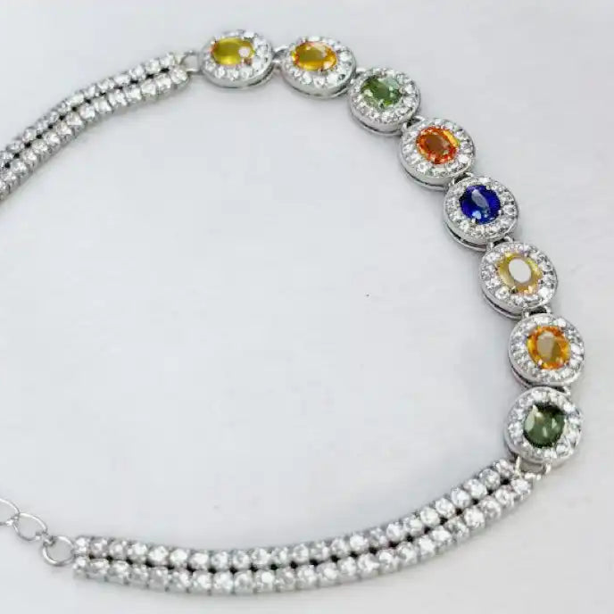 Rainbow Sapphire Bracelet - Multi Color Sapphire Bracelet