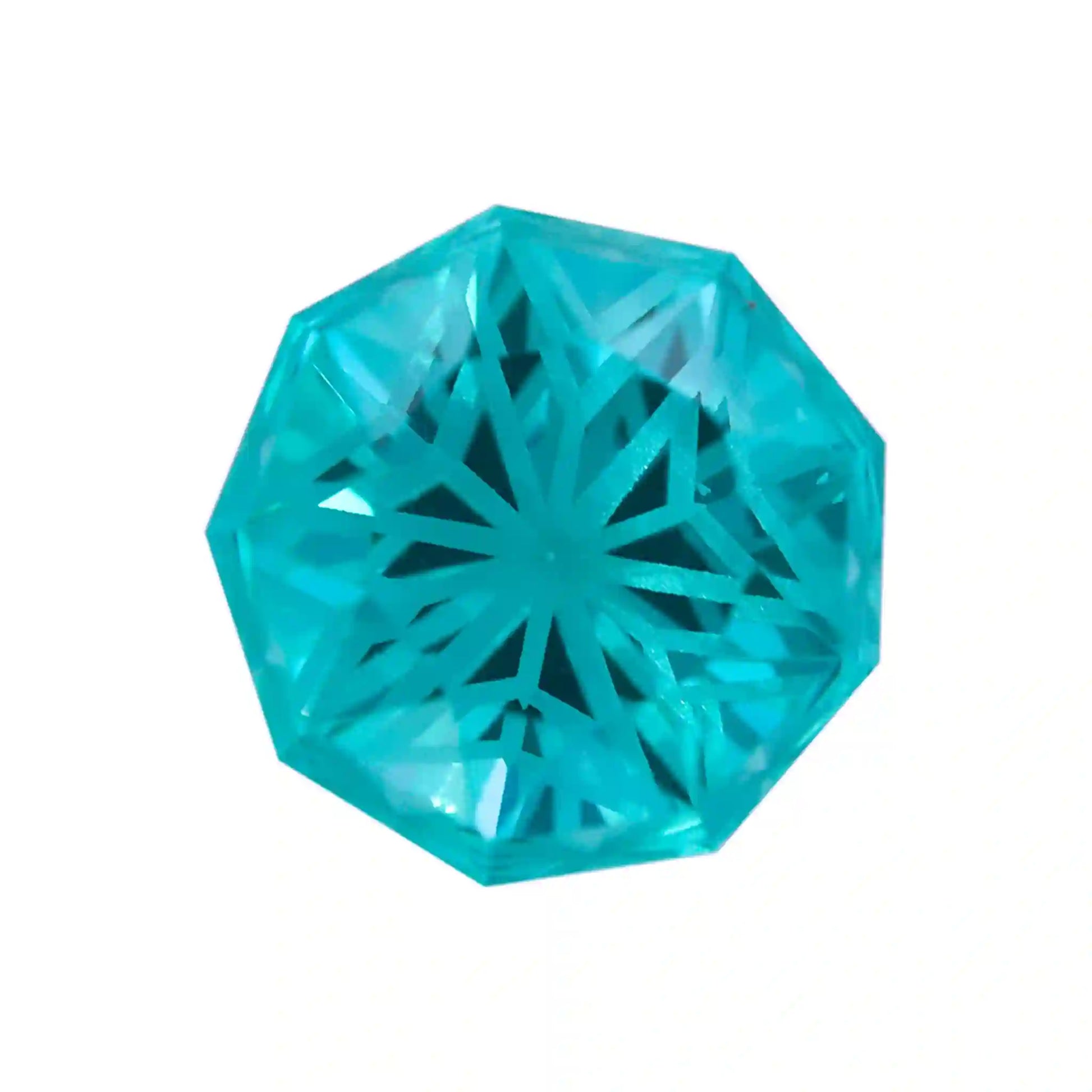 8x8mm Neon Blue YAG Loose Gemstone | Unique 9-Sided Nonagon Cut | Paraiba Blue Alternative for Custom Jewelry Making