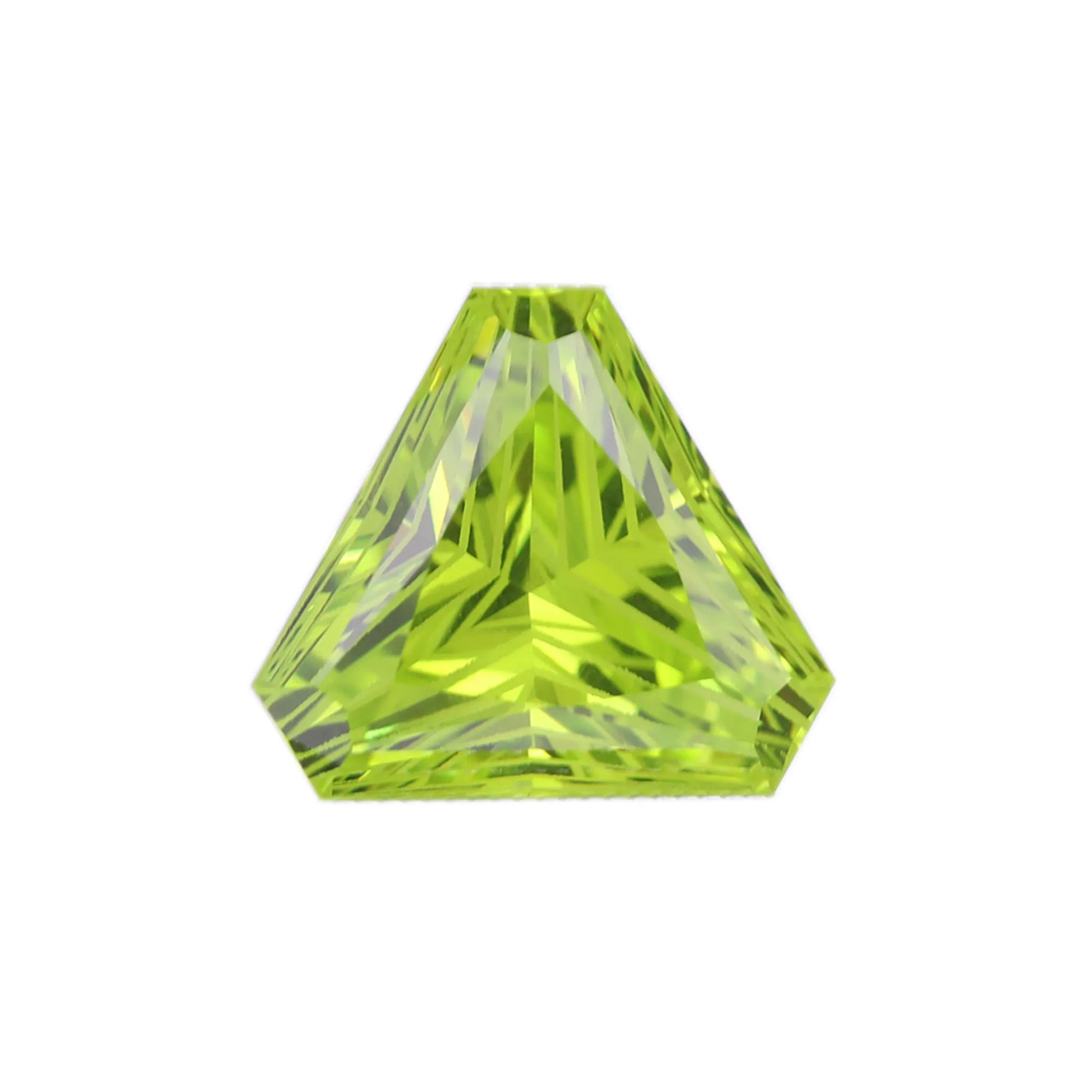9*9mm Apple Green Zircon Loose Gemstone | Inverted Triangle Shield Cut | Peridot Green Gem for Custom Jewelry Making