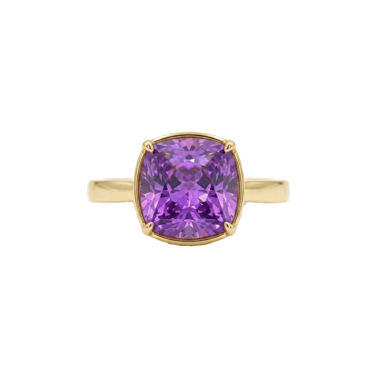 Exclusive Special Cut Zircon Ring - Rose Purple Cushion, White Gold Plated 925 Silver(Only 1 Ready-to-Ship!)