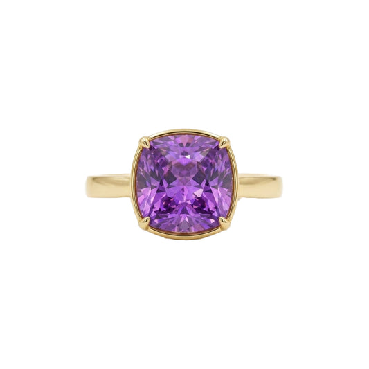 Exclusive Special Cut Zircon Ring - Rose Purple Cushion, White Gold Plated 925 Silver(Only 1 Ready-to-Ship!)