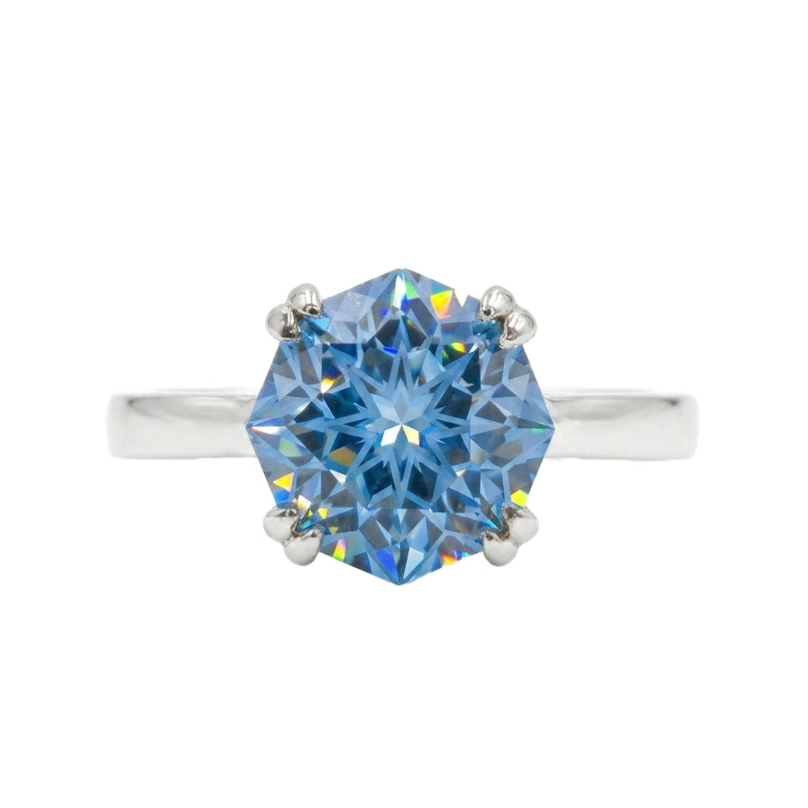 Exclusive Special Cut Zircon Ring - 9x9mm White Gold Plated 925 Silver