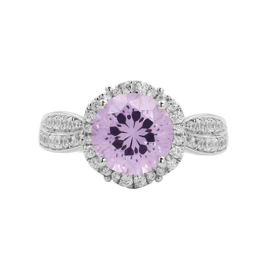 Flower Halo Engagement Ring - Purple YAG Flower Ring