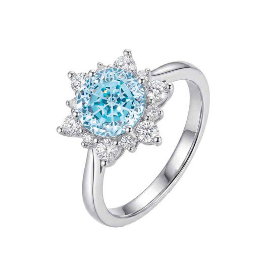 Snowflake Cut Zircon Ring - 8.0mm White Gold Plated 925 Silver