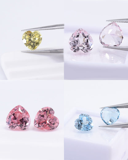 Double Heart Bow Ring - Crushed Ice Cut Gemstone