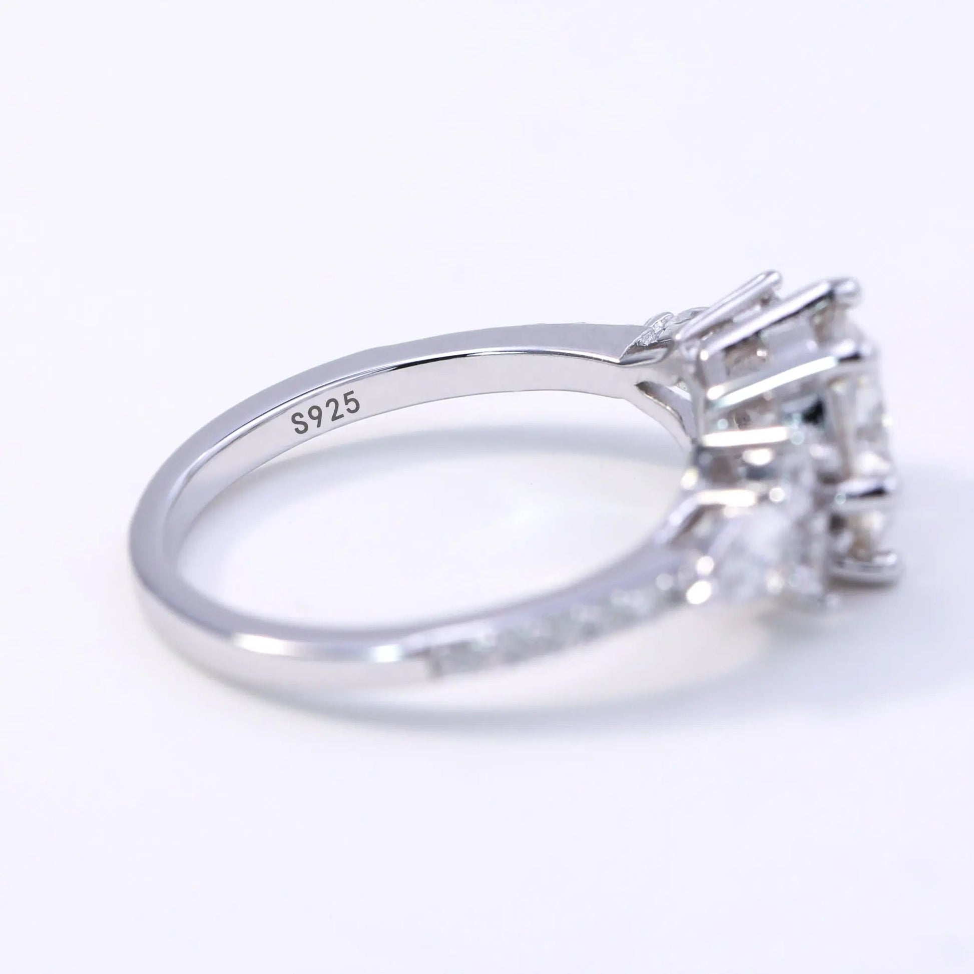 2ct Round Cut Moissanite Engagement Ring – 925 Sterling Silver with Side Stones for Women