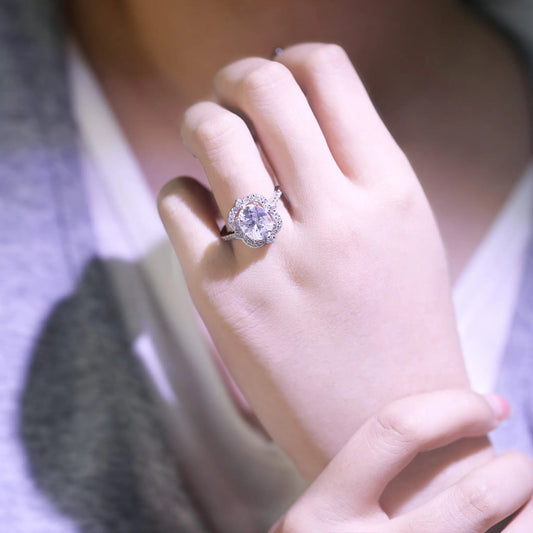 3ct Oval Cut Moissanite Engagement Ring – 925 Sterling Silver for Women