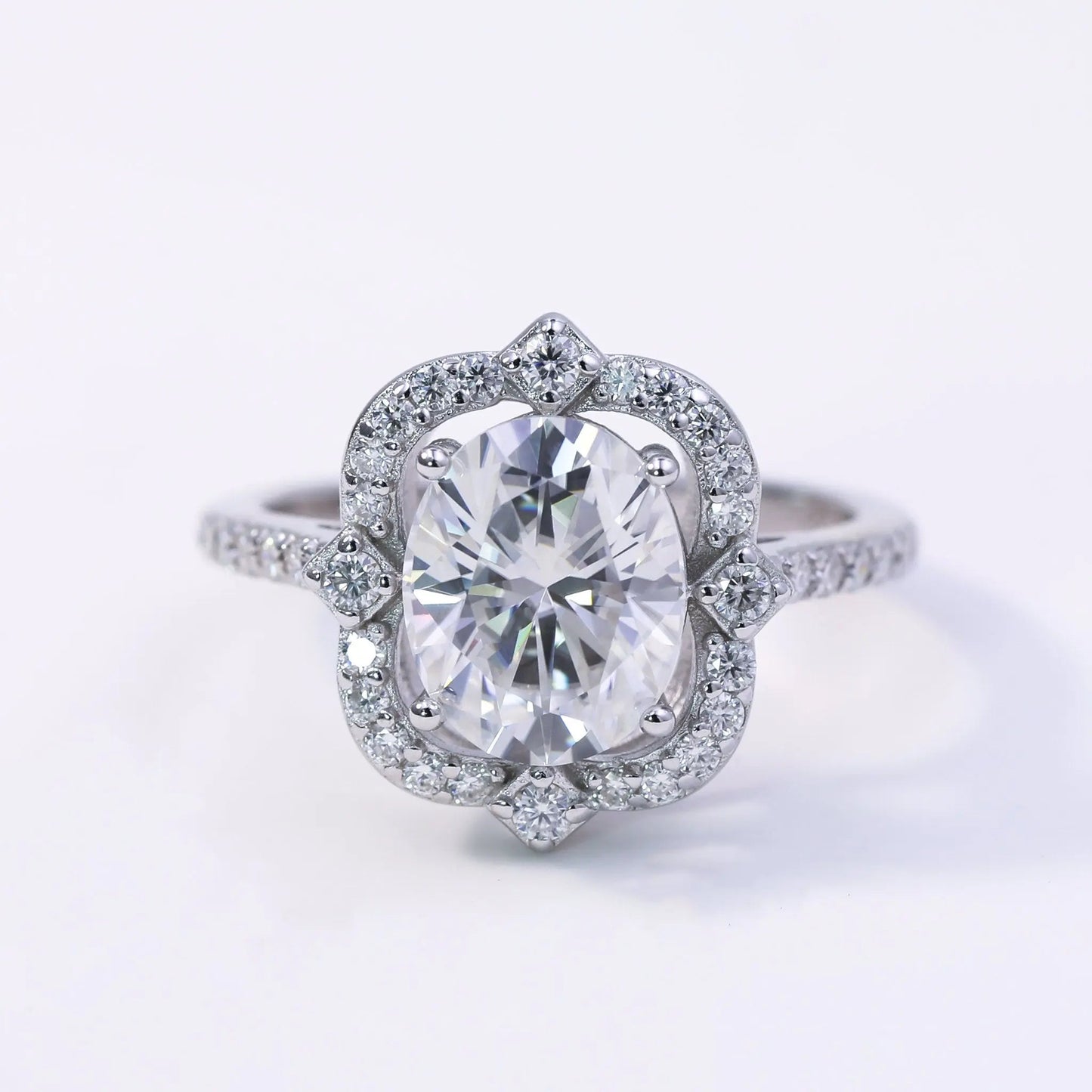 3ct Oval Cut Moissanite Engagement Ring – 925 Sterling Silver for Women