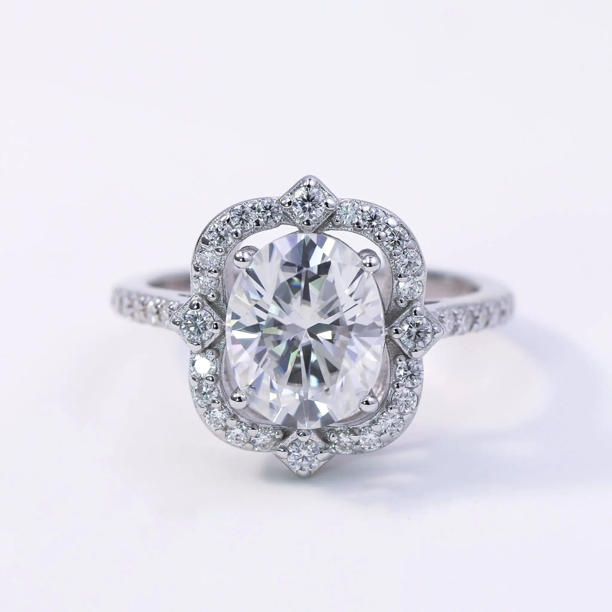 3ct Oval Cut Moissanite Engagement Ring – 925 Sterling Silver for Women
