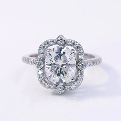 3ct Oval Cut Moissanite Engagement Ring – 925 Sterling Silver for Women