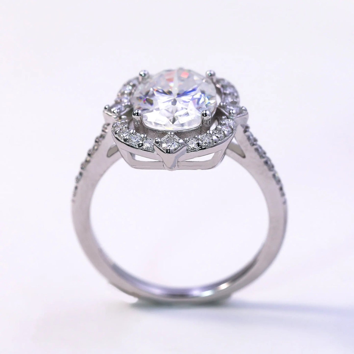 3ct Oval Cut Moissanite Engagement Ring – 925 Sterling Silver for Women