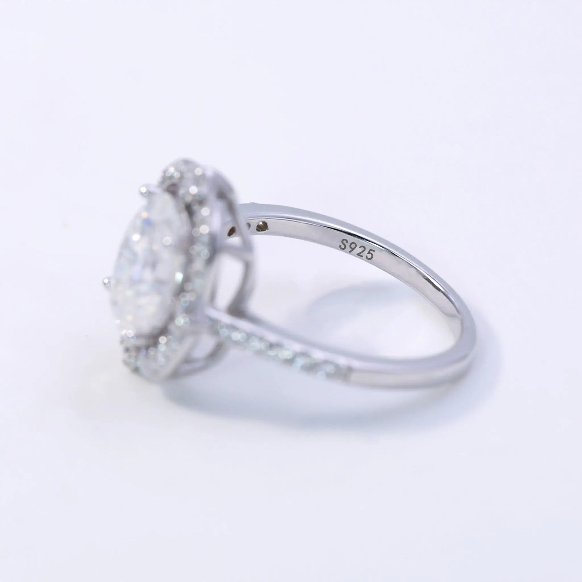 3ct Oval Cut Moissanite Engagement Ring – 925 Sterling Silver for Women