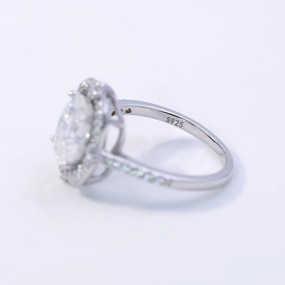 3ct Oval Cut Moissanite Engagement Ring – 925 Sterling Silver for Women