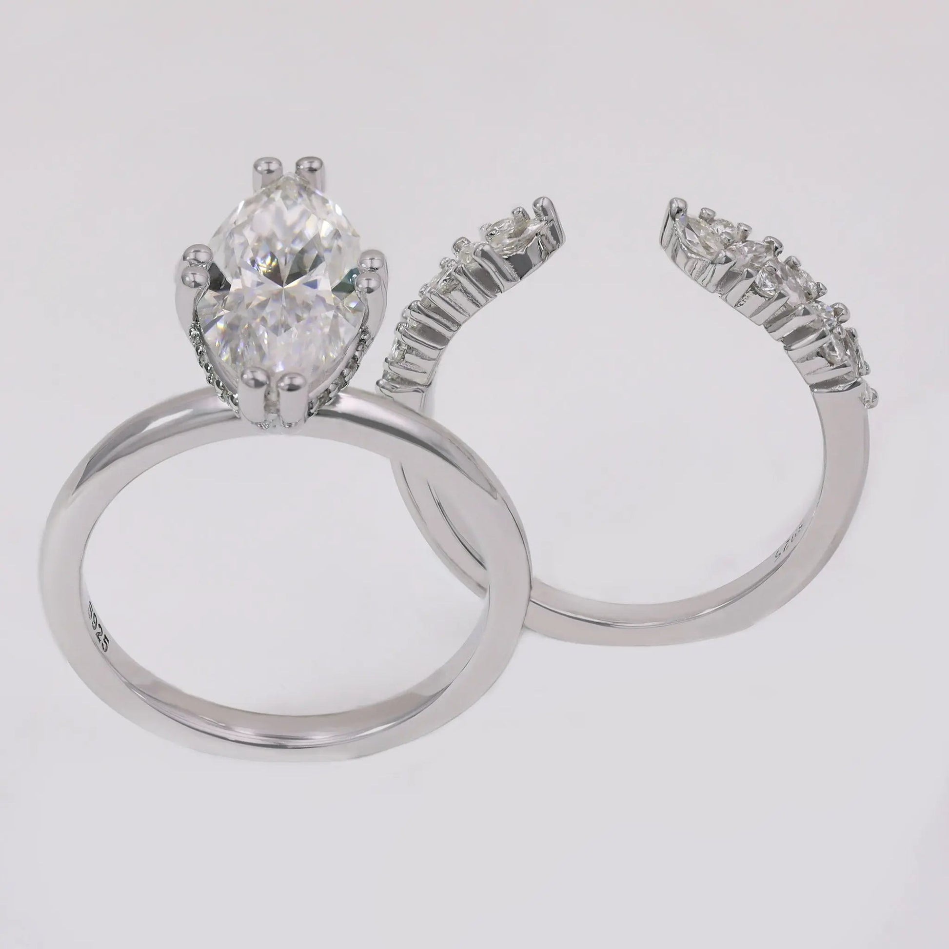 3ct Marquise Cut Moissanite Bridal Set – 925 Sterling Silver for Women