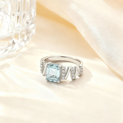 Emerald-Cut Lab-Grown Spinel Ring | 925 Sterling Silver Gold Plated | BOCOS JEWELRY