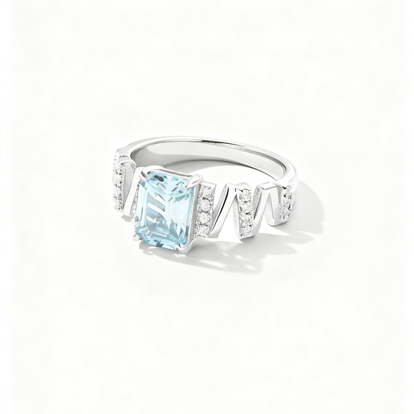 Emerald-Cut Lab-Grown Spinel Ring | 925 Sterling Silver Gold Plated | BOCOS JEWELRY