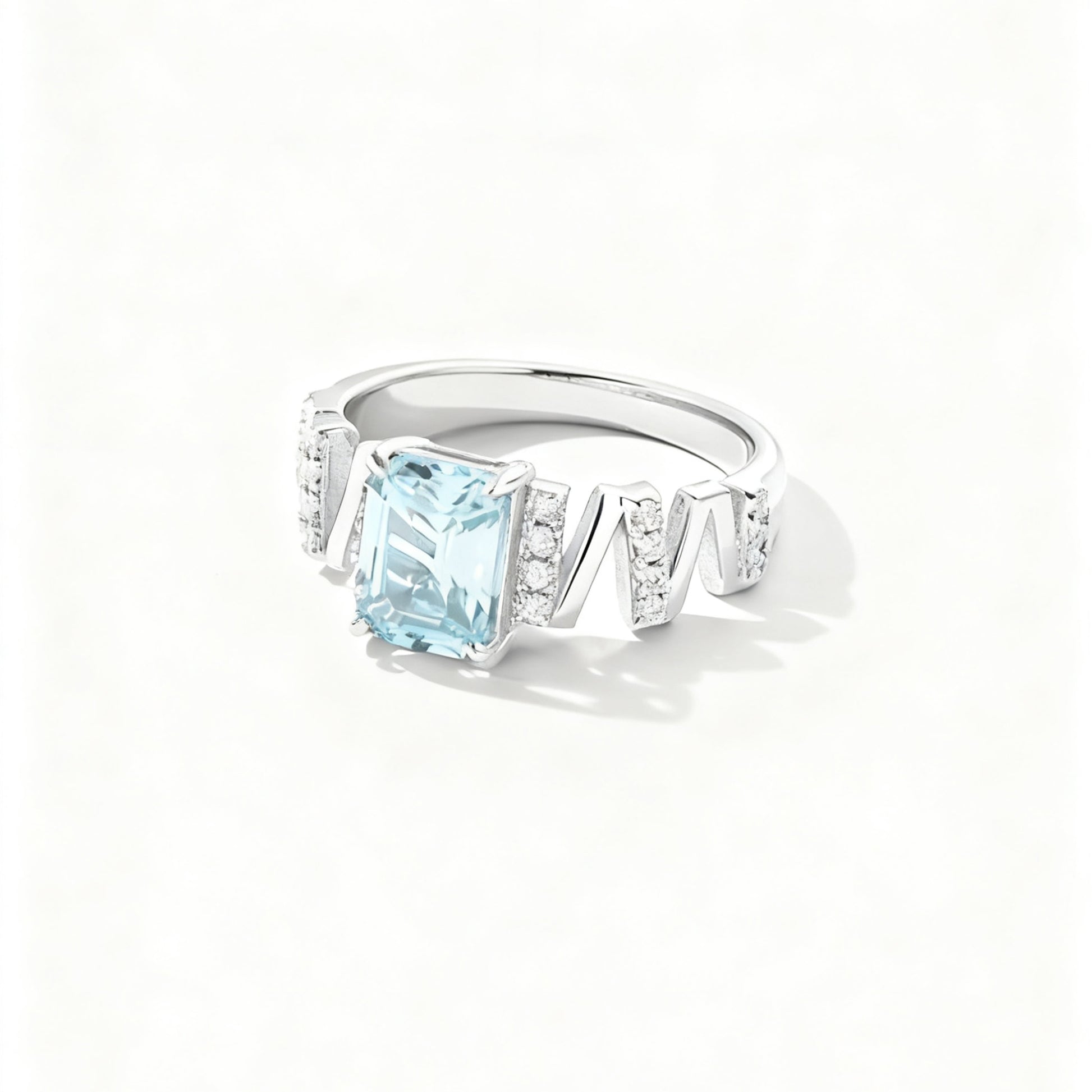 Emerald-Cut Lab-Grown Spinel Ring | 925 Sterling Silver Gold Plated | BOCOS JEWELRY