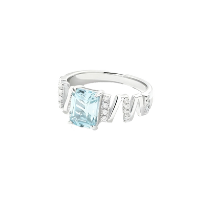 Emerald-Cut Lab-Grown Spinel Ring | 925 Sterling Silver Gold Plated | BOCOS JEWELRY