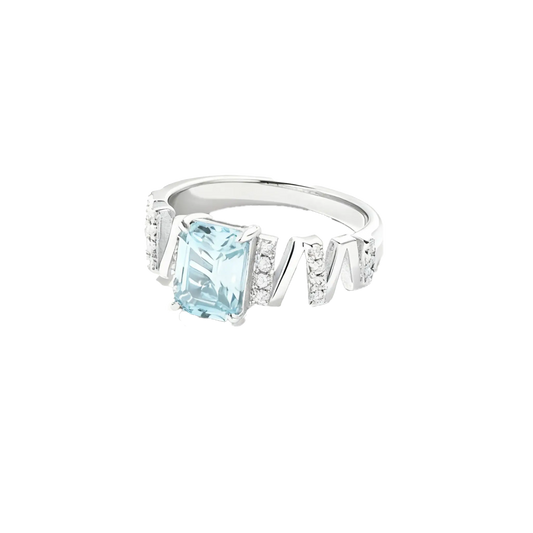 Emerald-Cut Lab-Grown Spinel Ring | 925 Sterling Silver Gold Plated | BOCOS JEWELRY