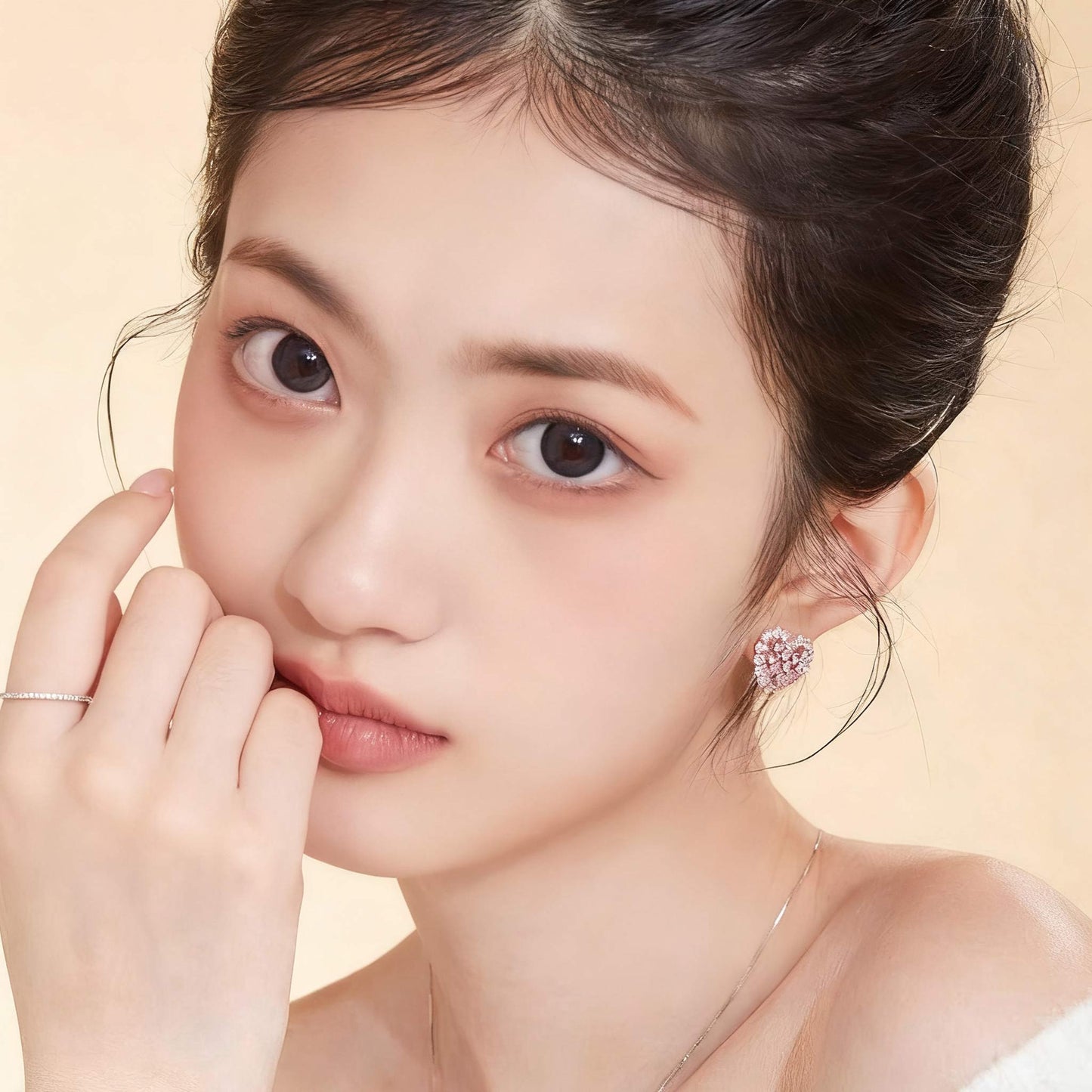 Heart-Shaped Lab-Grown Pink Sapphire Stud Earrings | 18K Rose Gold Custom | BOCOS JEWELRY