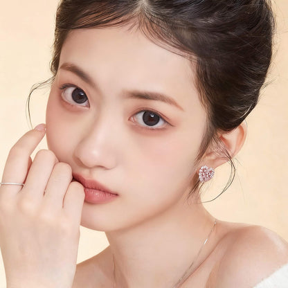 Heart-Shaped Lab-Grown Pink Sapphire Stud Earrings | 18K Rose Gold Custom | BOCOS JEWELRY