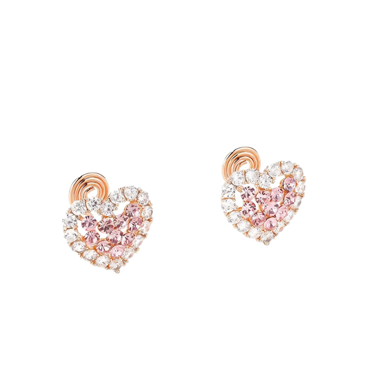 Heart-Shaped Lab-Grown Pink Sapphire Stud Earrings | 18K Rose Gold Custom | BOCOS JEWELRY