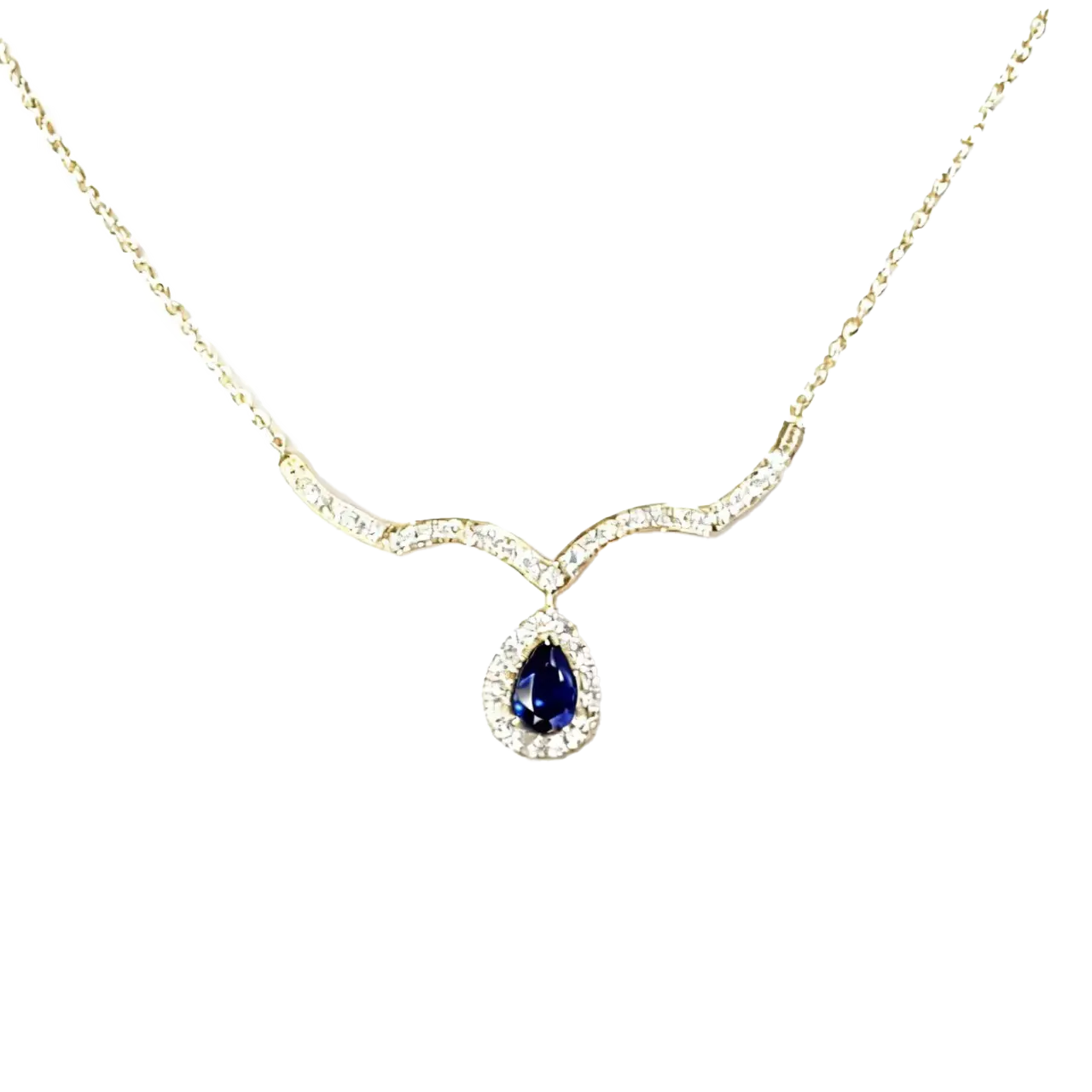 Pear-Cut Lab-Grown Sapphire Halo Pendant | 18K Gold Custom | BOCOS JEWELRY