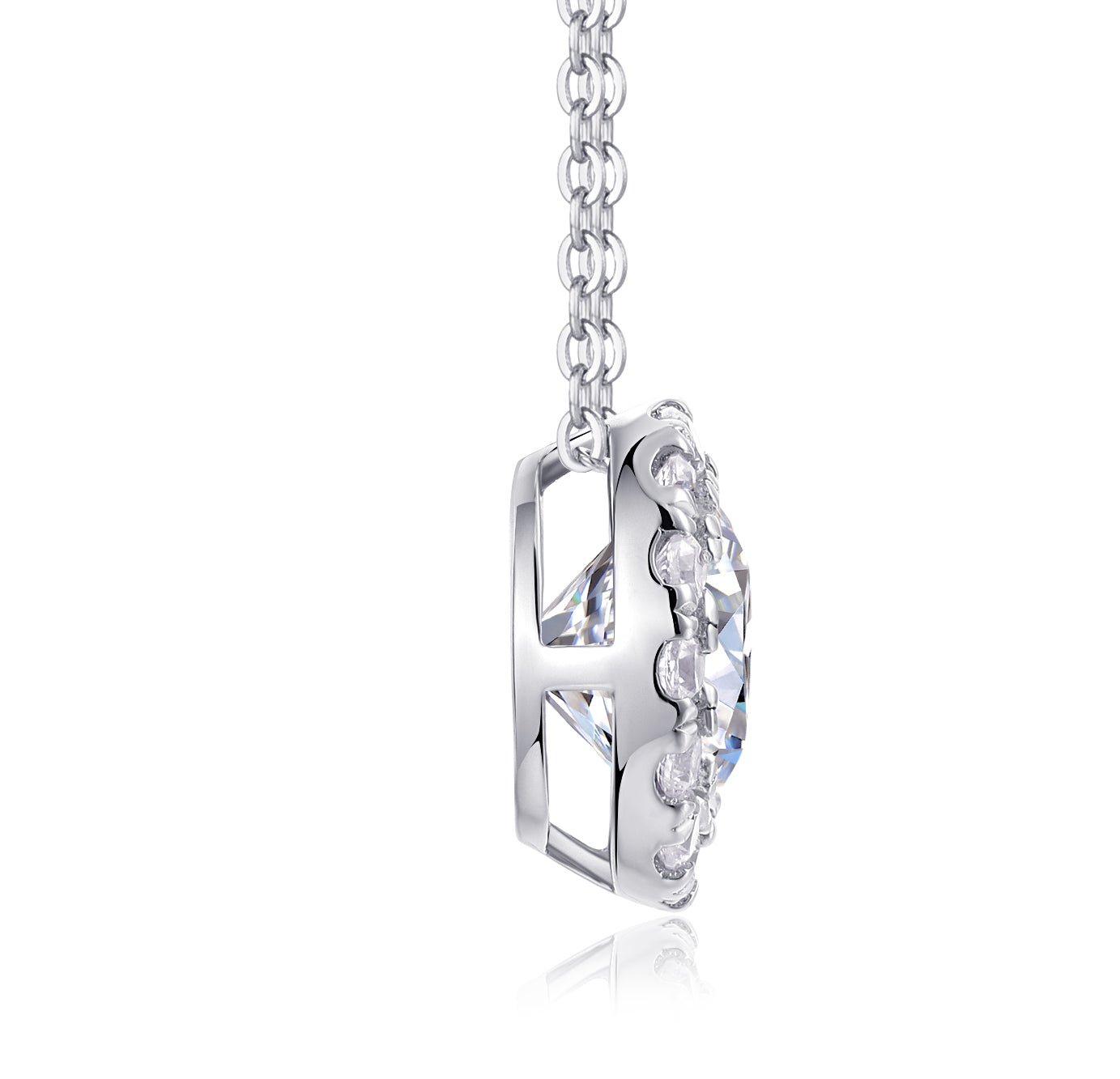 2ct Round Cut Moissanite Halo Necklace –  925 Sterling Silver for Women