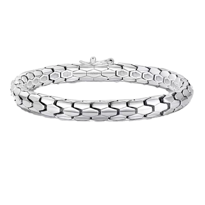 Vintage Snake Chain 925 Sterling Silver Bracelet | Textured Scaled Design | BOCOS JEWELRY