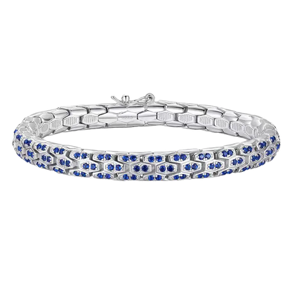 Snake Chain Lab-Grown Sapphire Bracelet | 925 Sterling Silver | BOCOS JEWELRY