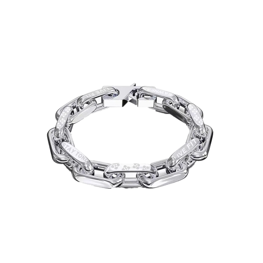 S925 Sterling Silver Statement Chain Bracelet | Engraved "STAY TONE LIVE FIT" | BOCOS JEWELRY