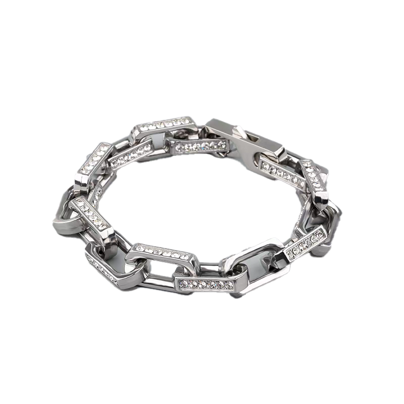 S925 Sterling Silver Paperclip Chain Bracelet with Moissanite | BOCOS JEWELRY