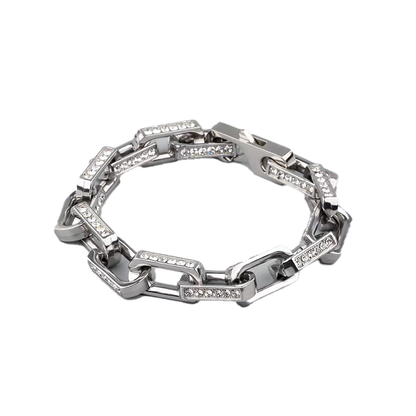 S925 Sterling Silver Paperclip Chain Bracelet with Moissanite | BOCOS JEWELRY