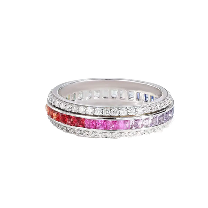 Princess-Cut Lab-Grown Rainbow Gemstone Ring | 18K Gold / 925 Silver Custom | BOCOS JEWELRY